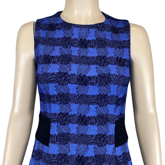 Sara Campbell Sheath Dress Size 2 Blue & Black Sleeveless Plaid Stretch Waist‎ - Picture 6 of 7